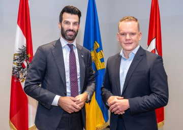 LH-Stellvertreter Verkehrslandesrat Udo Landbauer und der Landesstatthalter von Vorarlberg, Christof Bitschi.