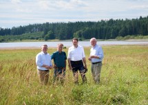 Landesrat Ludwig Schleritzko, Finanzminister Markus Marterbauer, Umweltminister Norbert Totschnig und LH-Stellvertreter Stephan Pernkopf.