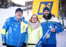 Beim Damen Skiweltcup am Semmering (v.l.) OK-Chef Franz Steiner, Landeshauptfrau Johanna Mikl-Leitner und LH-Stellvertreter Udo Landbauer.
