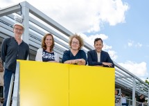 (v.l.n.r.) Architekt Kurt Sattler (Gesellschafter von Architects Collective ZT-GmbH), Sabine Benczur-Juris (Bereichsleitung für Menschen mit Behinderung), Sozial-Landesrätin Christiane Teschl-Hofmeister und Caritasdirektor Klaus Schwertner.