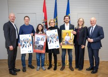 (v.l.) ecoplus Prokurist Claus Zeppelzauer, Fotograf Daniel Hinterramskogler, Malaika Waheed (FH Wiener Neustadt), Landeshauptfrau Johanna Mikl-Leitner, Roger Hasler (Danube Private University), ecoplus Projektmanagerin Karin Herzog und ecoplus Geschäftsführer Helmut Miernicki.